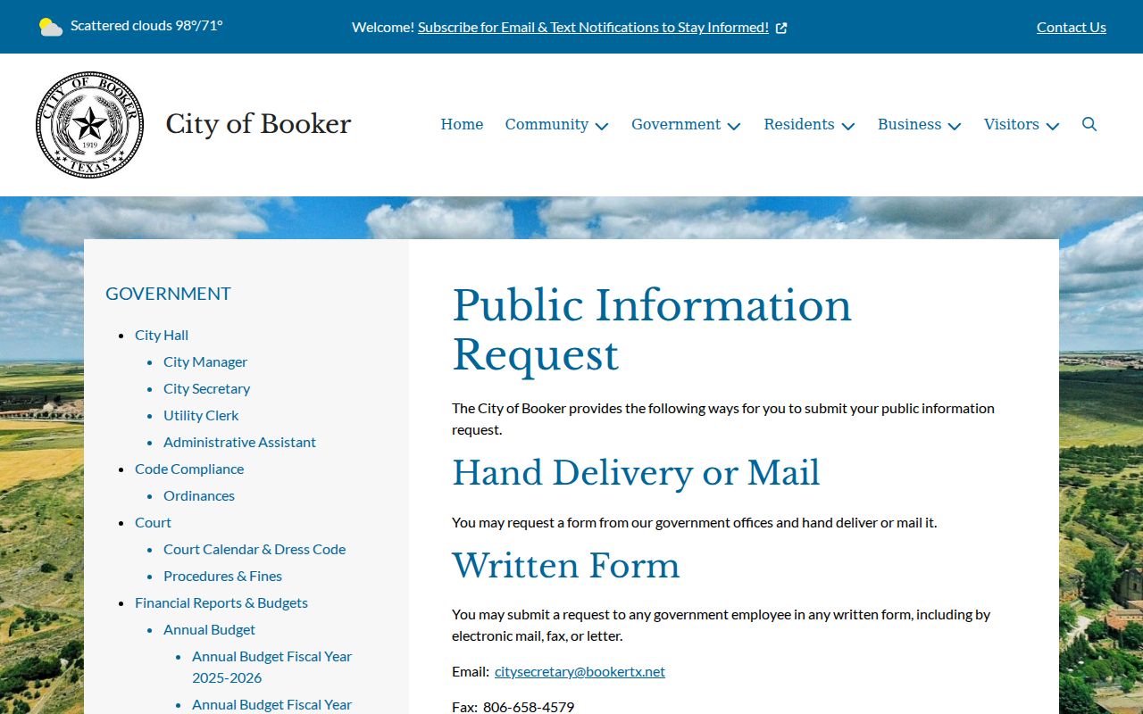 Booker court records written request source