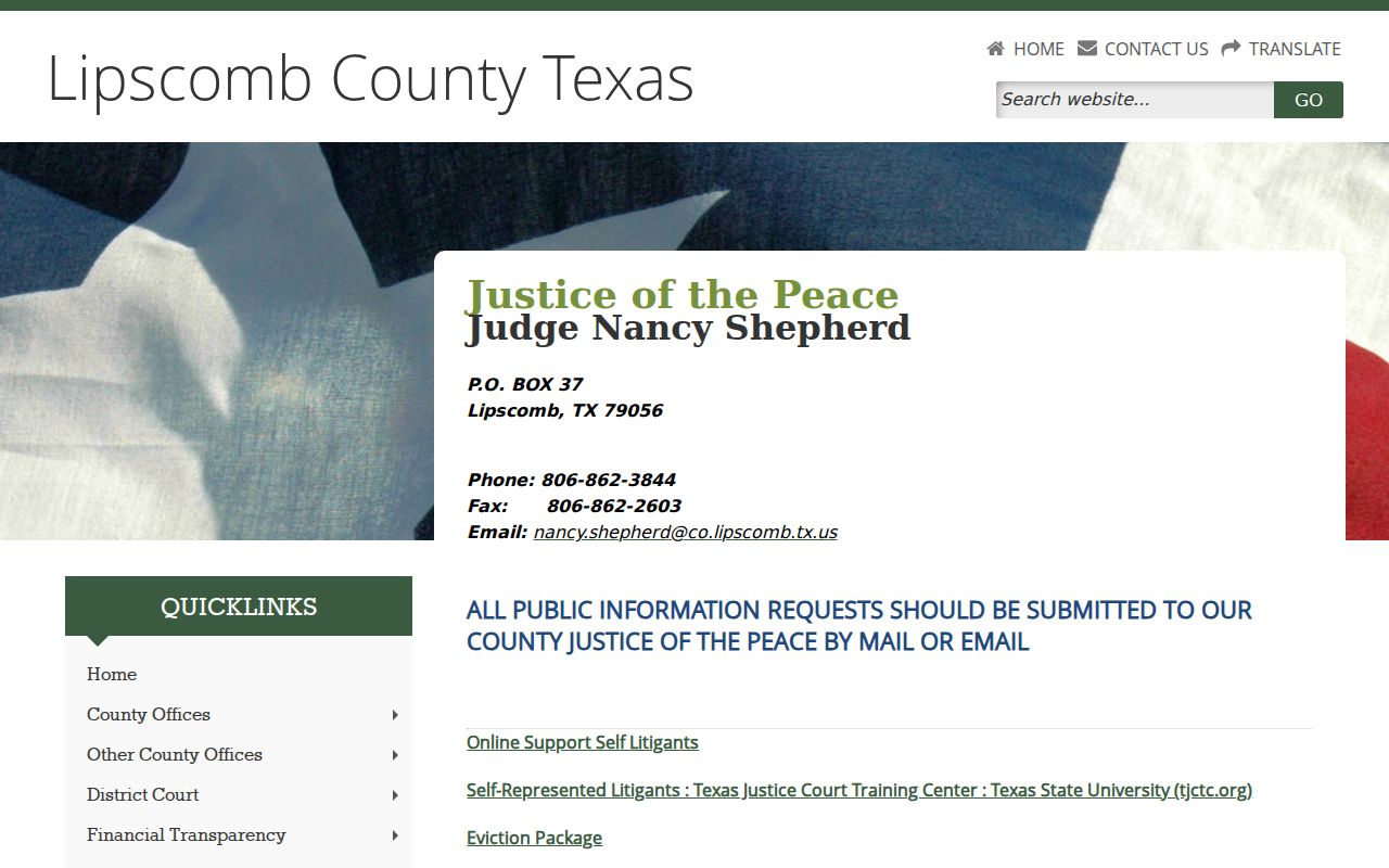 Lipscomb County traffic court JP contact source